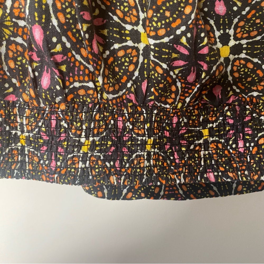 NWT Anthropologie | Brown Printed One-Shoulder 100% Linen Cropped Top, M - Picture 5 of 7
